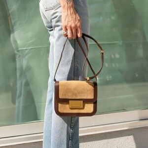 Loeffler Randall leather Suede hazel/espresso Crossbody bag